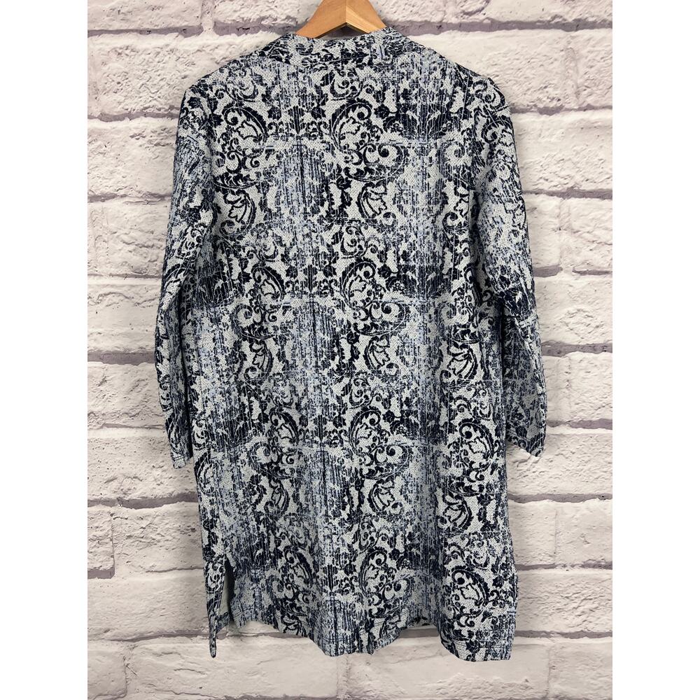 CLARA SUN WOO Women's XS Ornate‎ Paisley Damask Knit Open Patch Pocket Cardigan - Picture 3 of 10